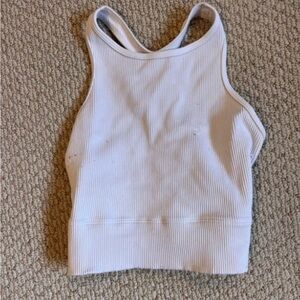 Hollister Women Tank Top size M White Ribbed Stretchy Cropped material